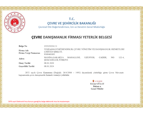 Çevre Danışmanlık Firması Yeterlik Belgesi